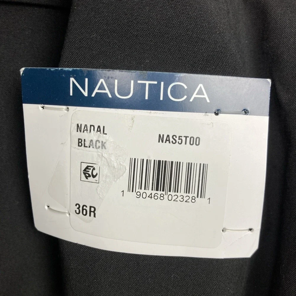 Nautica Mens 2-pc Suit Modern fit Tuxedo Jacket 36R Pants 30W 30L Black